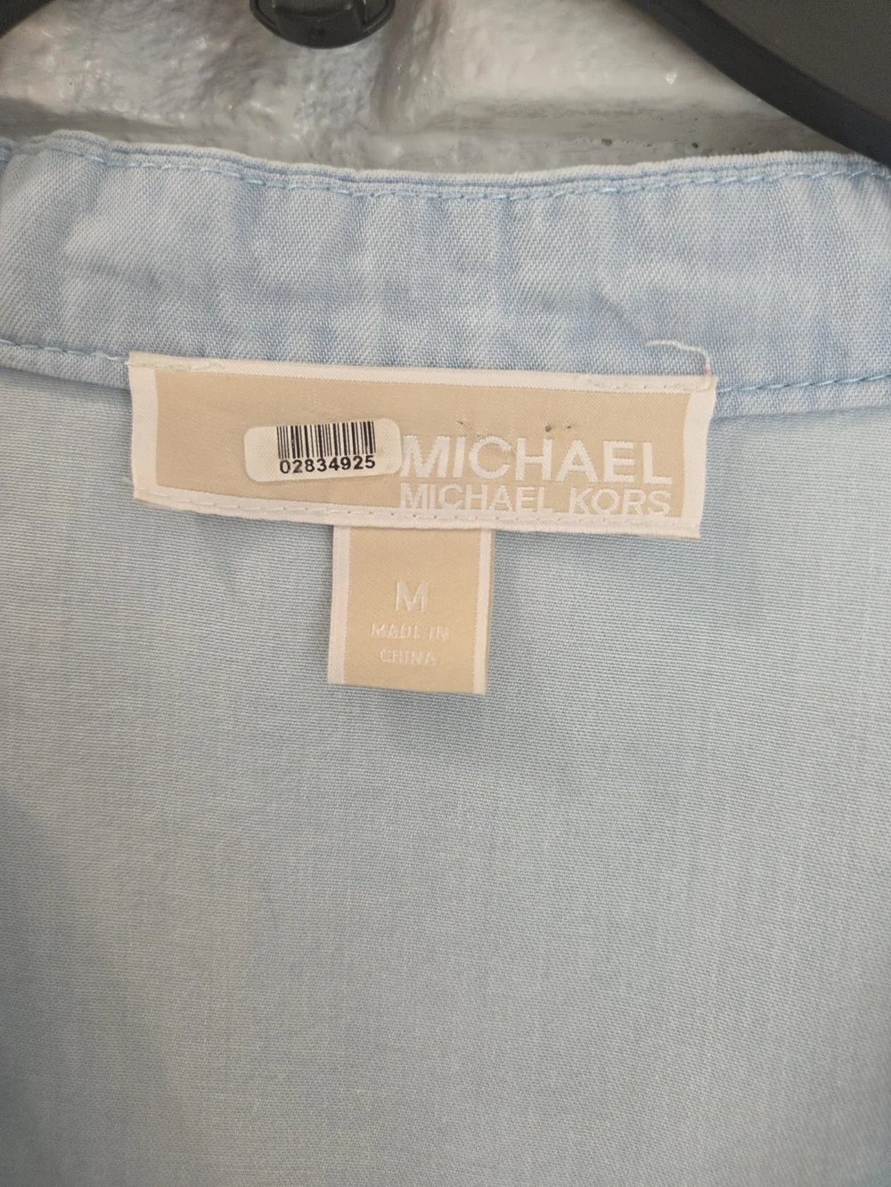 Michael Kors Pale Blue V-Neck Long Sleeve Tunic